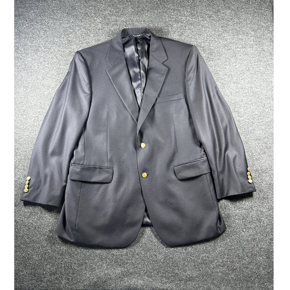 Jos. A. Bank Mens 44R Blazer Navy Blue 100% Wool Gold Button Sport Coat 44 R